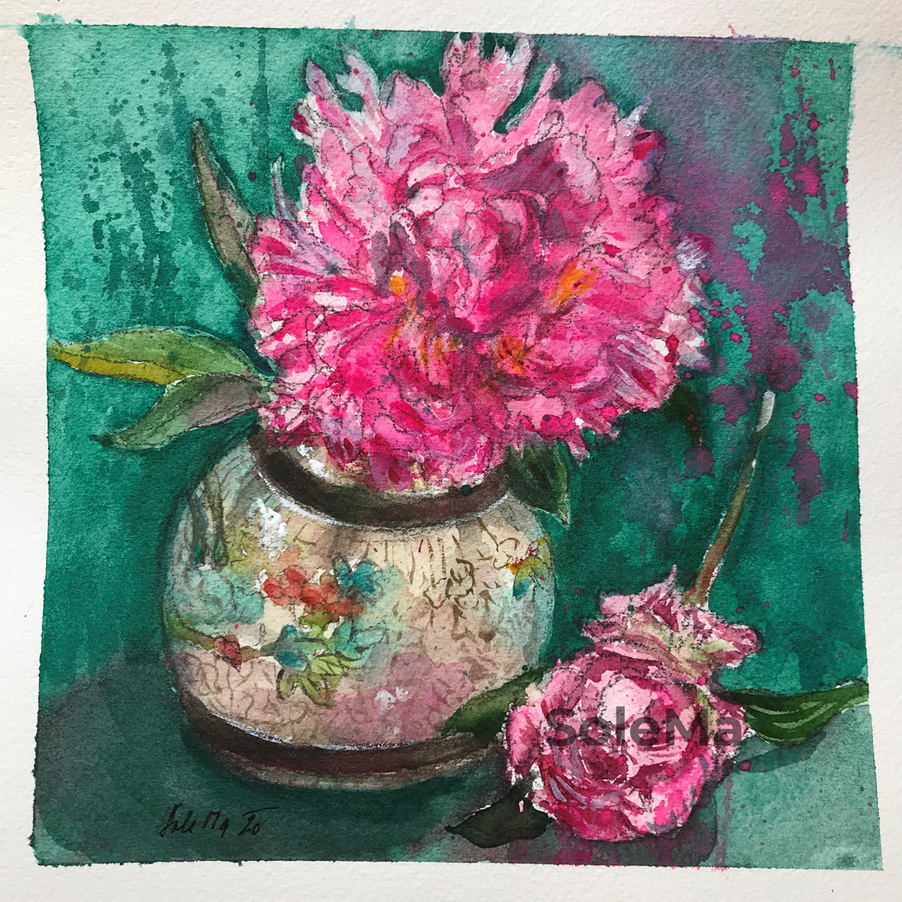 Peony in an antic pot I